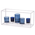 White and Blue Five Votive Candle Holder L44802