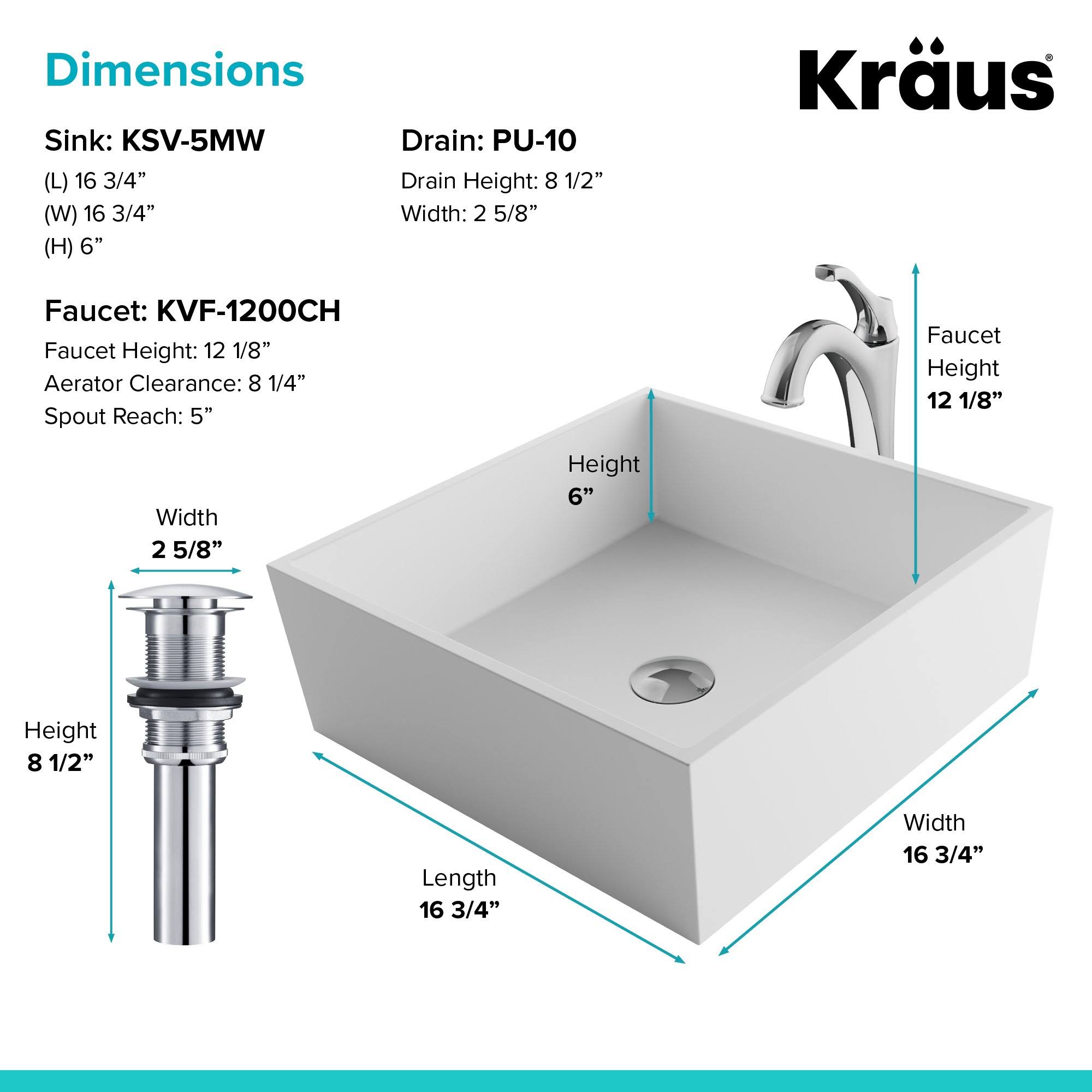 White Matte Solid Surface Square Bathroom Vessel Sink and Faucet Q1411