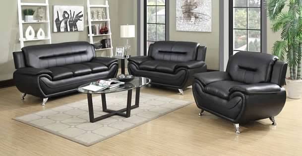 White Leatherette Sofa Set Chair N23995