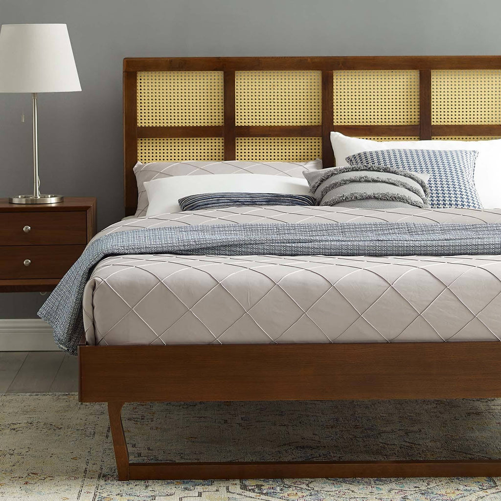 Walnut Wood King Platform Bed O89328