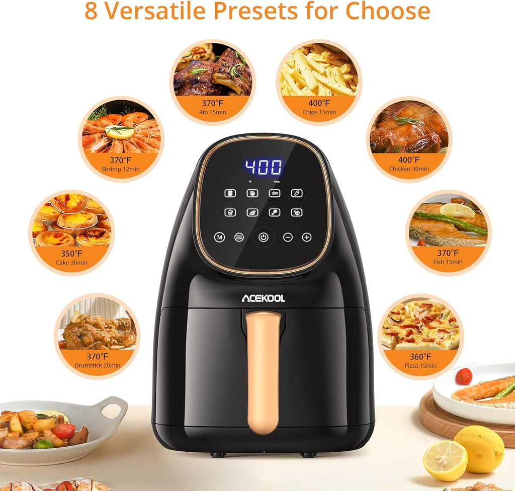 2.2 Quart 1000W Electric Air Fryer with LCD Touch Screen & Nonstick Frying Pot F840