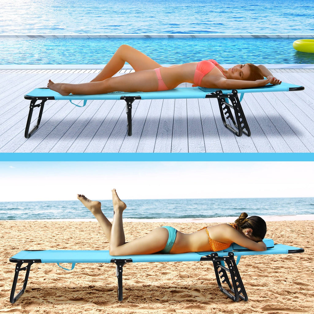 Turquoise Folding Chaise Lounge Chair Bed Q4675