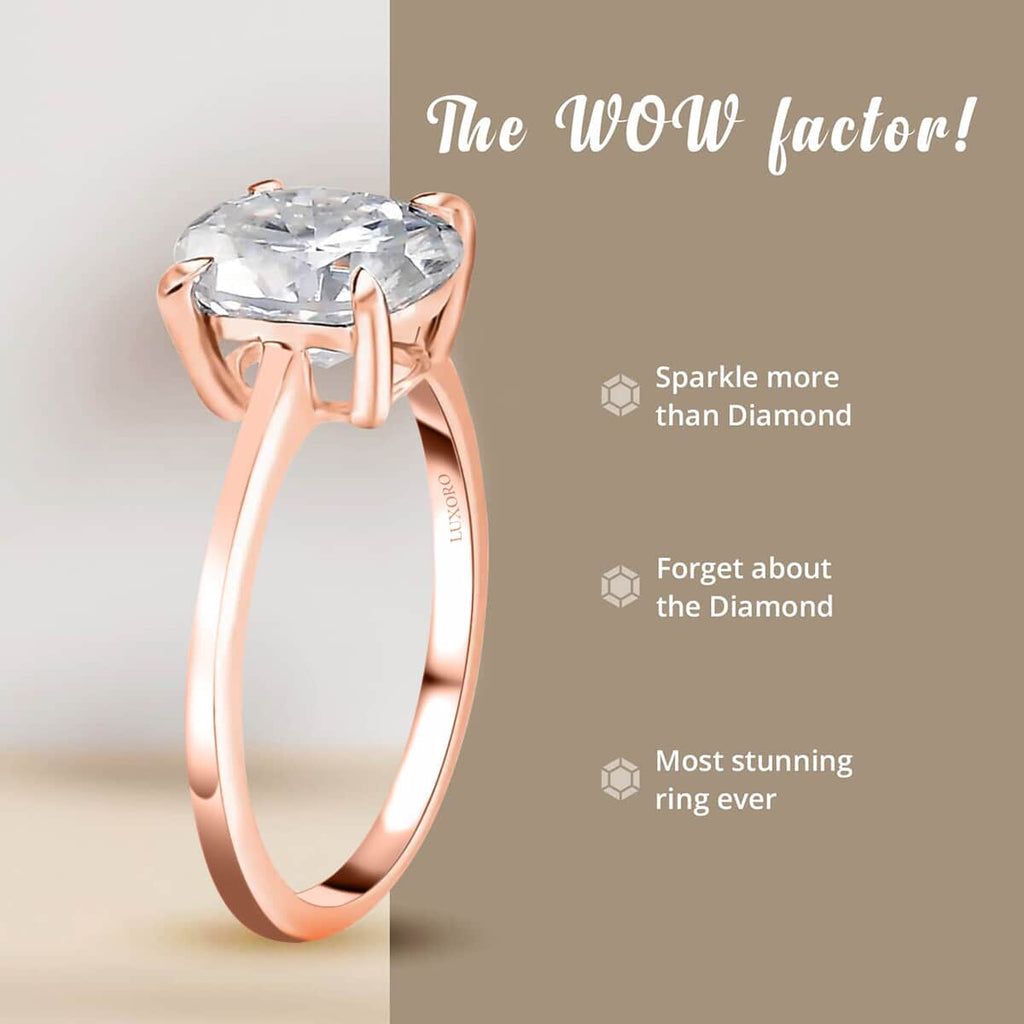 Moissanite Oval 10K Rose Gold Solitaire Ring Size 9 Ct 1.64 B2741