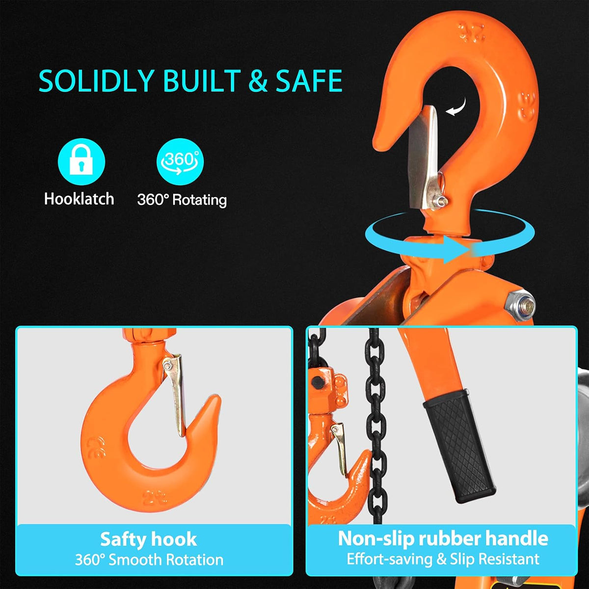 3/4 Ton Capacity 5 Feet Lever Chain Hoist with 2 Hooks Z60687