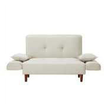 Beige Upholstered Sofa Bed with 2 Pillows Y78033